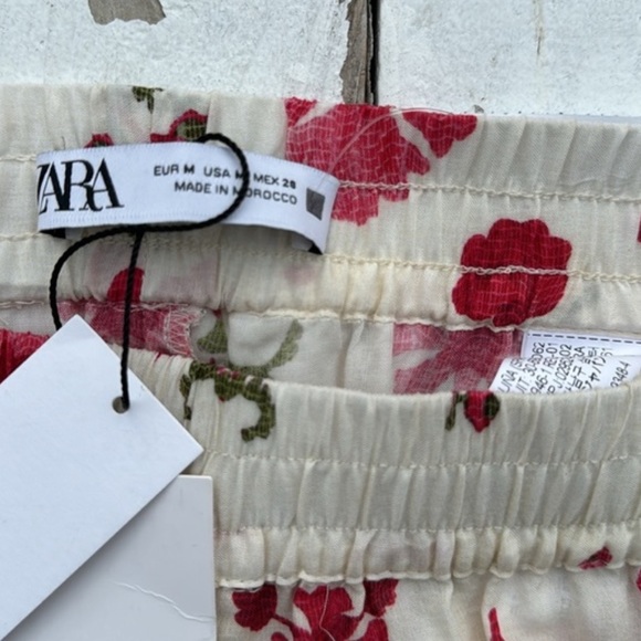 Zara Floral Drawstring Lightweight Palazzo Pant NWT - Picture 4 of 6